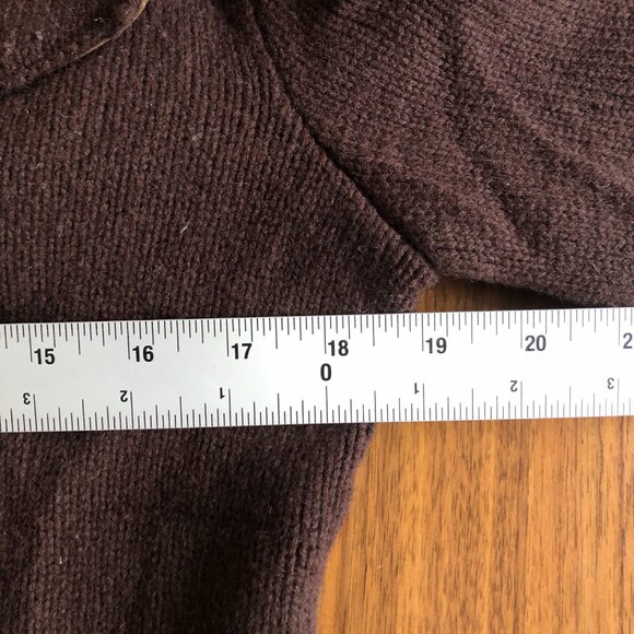 Rugby Ralph Lauren Wool Sweater Small Brown Shawl Collar Elbow Patches - Picture 4 of 6